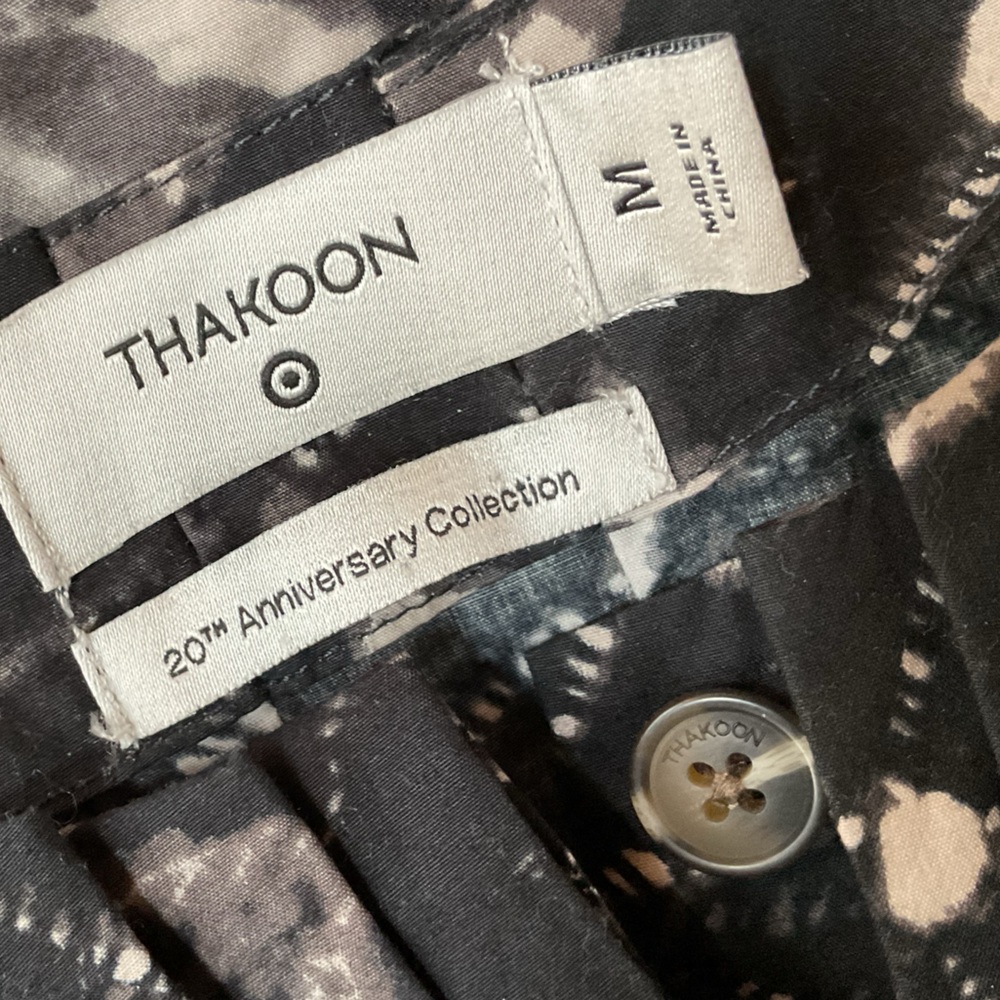 Thakoon Target Dress Shibori Shirt A-Line Roll Tab Pocket Belt Cotton Black M - Picture 7 of 7